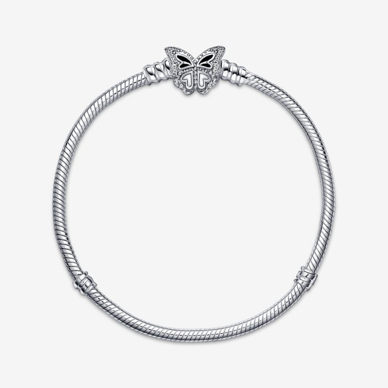 Pandora Moments Butterfly Clasp Snake Chain Bracelet Sterling Silver | 274SPJQLT