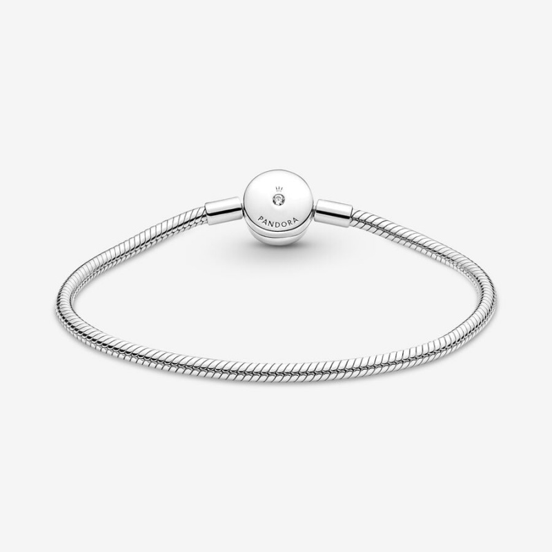 Pandora Moments Halo Snake Chain Bracelet Sterling Silver | 503XMHGCF