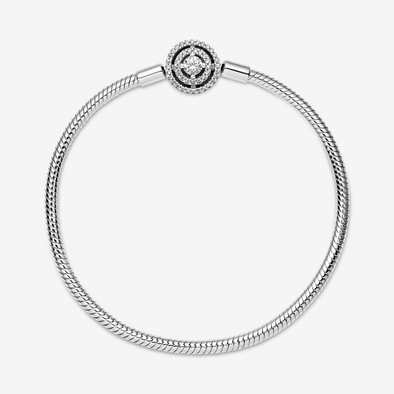 Pandora Moments Halo Snake Chain Bracelet Sterling Silver | 503XMHGCF