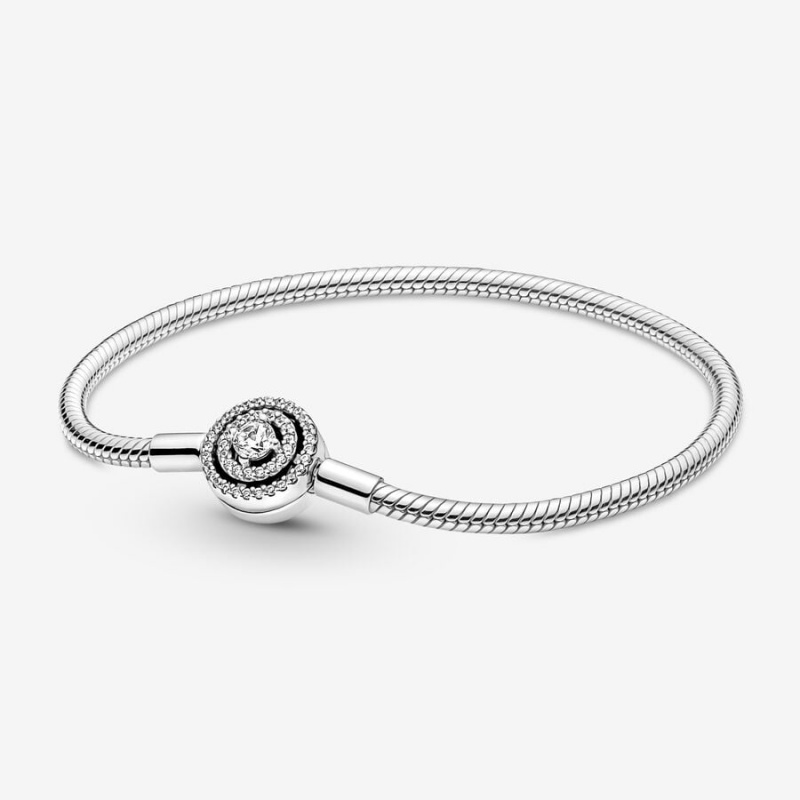 Pandora Moments Halo Snake Chain Bracelet Sterling Silver | 503XMHGCF