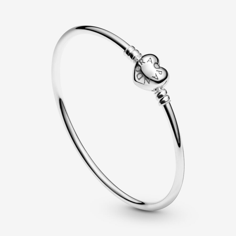 Pandora Moments Heart Clasp Bangle Sterling Silver | 410NPXVAY