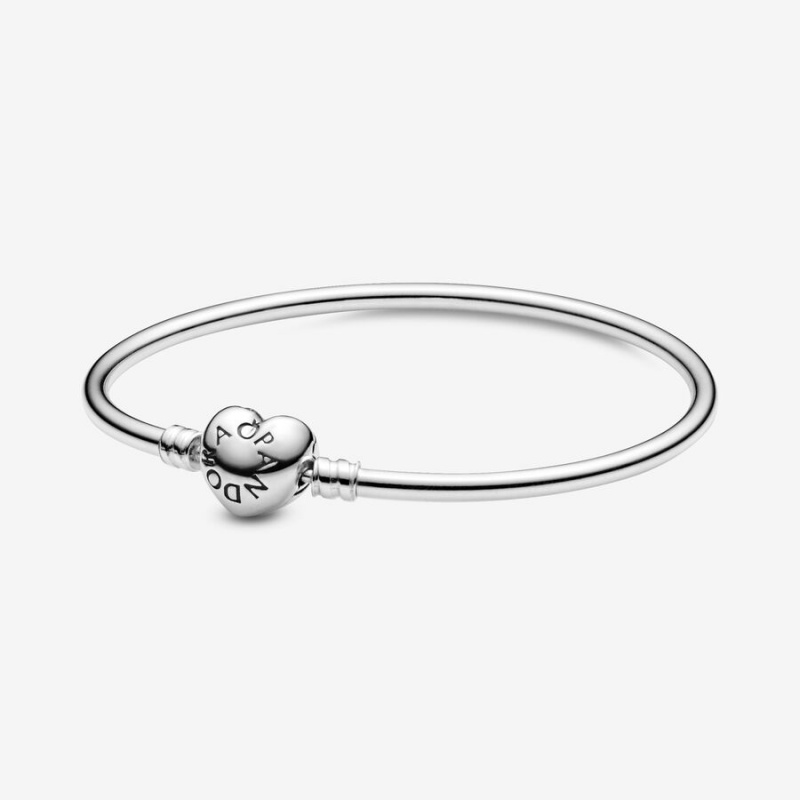 Pandora Moments Heart Clasp Bangle Sterling Silver | 410NPXVAY