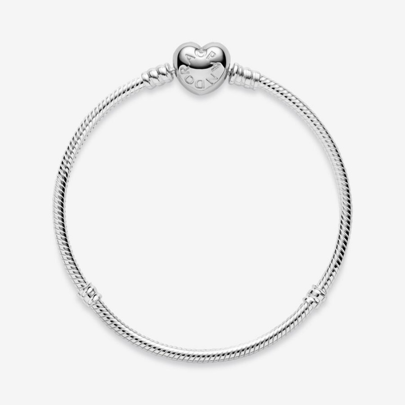 Pandora Moments Heart Clasp Snake Chain Bracelet Sterling Silver | 617PWSYIU