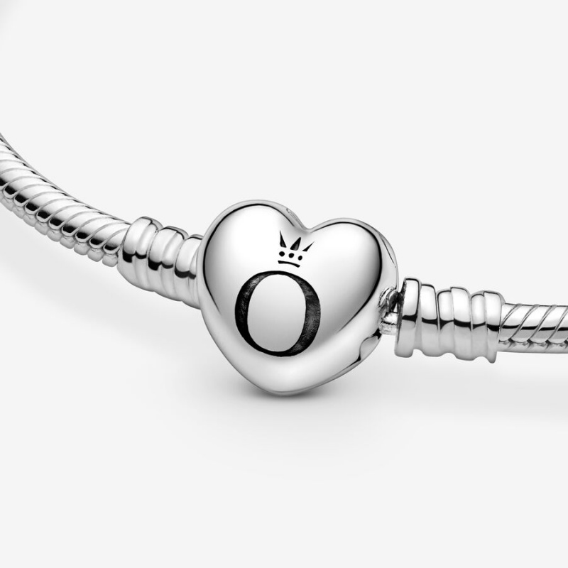 Pandora Moments Heart Clasp Snake Chain Bracelet Sterling Silver | 617PWSYIU