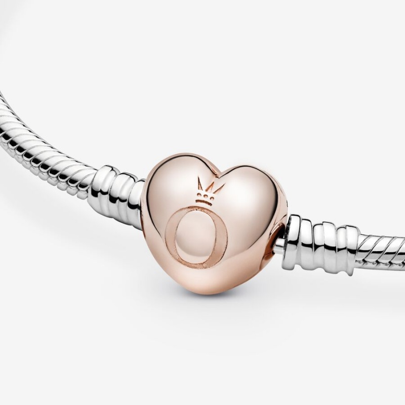 Pandora Moments Heart Clasp Snake Chain Bracelet Two-tone | 536PHNACV