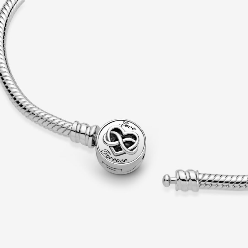 Pandora Moments Heart Infinity Clasp Snake Chain Bracelet Sterling Silver | 036AHFLGP