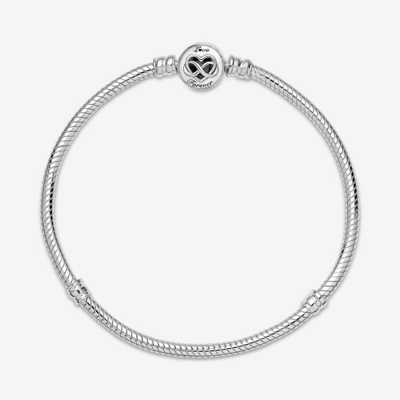 Pandora Moments Heart Infinity Clasp Snake Chain Bracelet Sterling Silver | 036AHFLGP