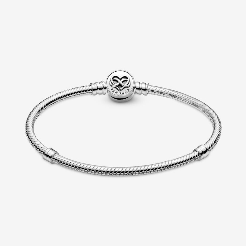 Pandora Moments Heart Infinity Clasp Snake Chain Bracelet Sterling Silver | 036AHFLGP