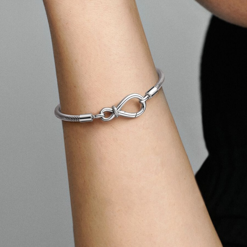 Pandora Moments Infinity Knot Snake Chain Bracelet Sterling Silver | 463BDQAHM