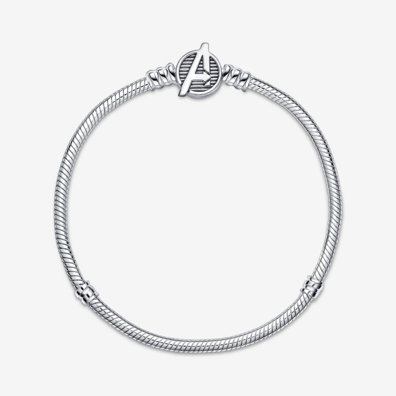 Pandora Moments Marvel The Avengers Logo Clasp Snake Chain Bracelet Sterling Silver | 354CSDVLG