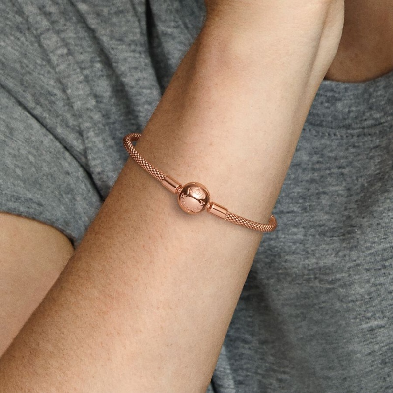 Pandora Moments Mesh Bracelet Rose Gold Plated | 638HYCATV