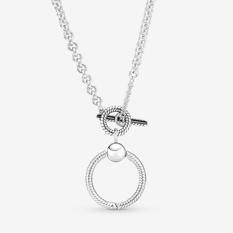 Pandora Moments O Pendant T-bar Necklace Sterling Silver | 460IKNFSO