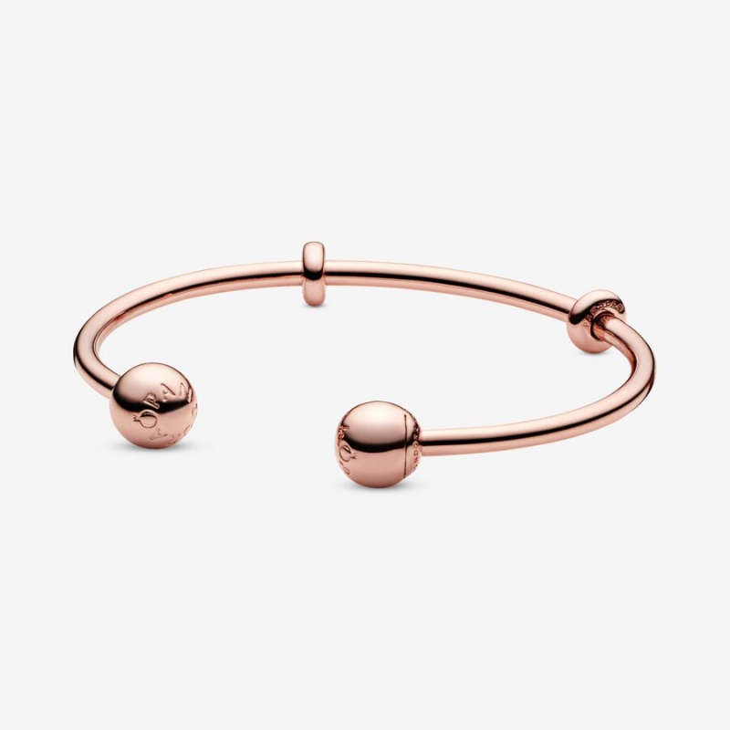 Pandora Moments Open Bangle Rose Gold Plated | 042ZADLKE