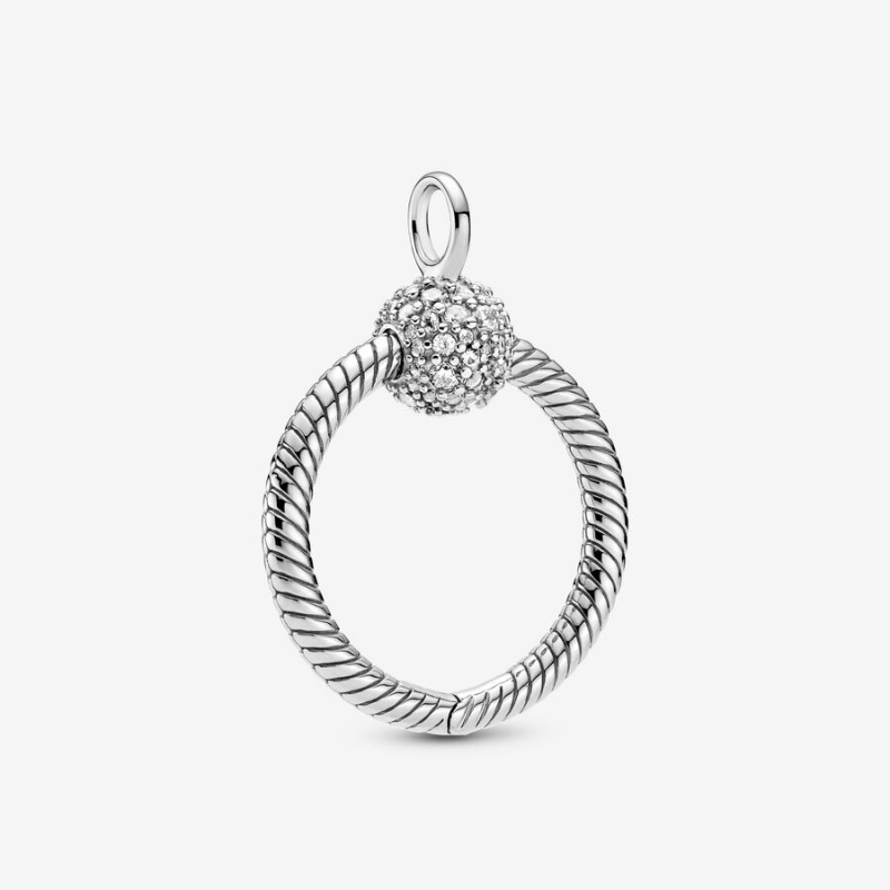 Pandora Moments Small Pavé O Pendant Sterling Silver | 194AEIWCY