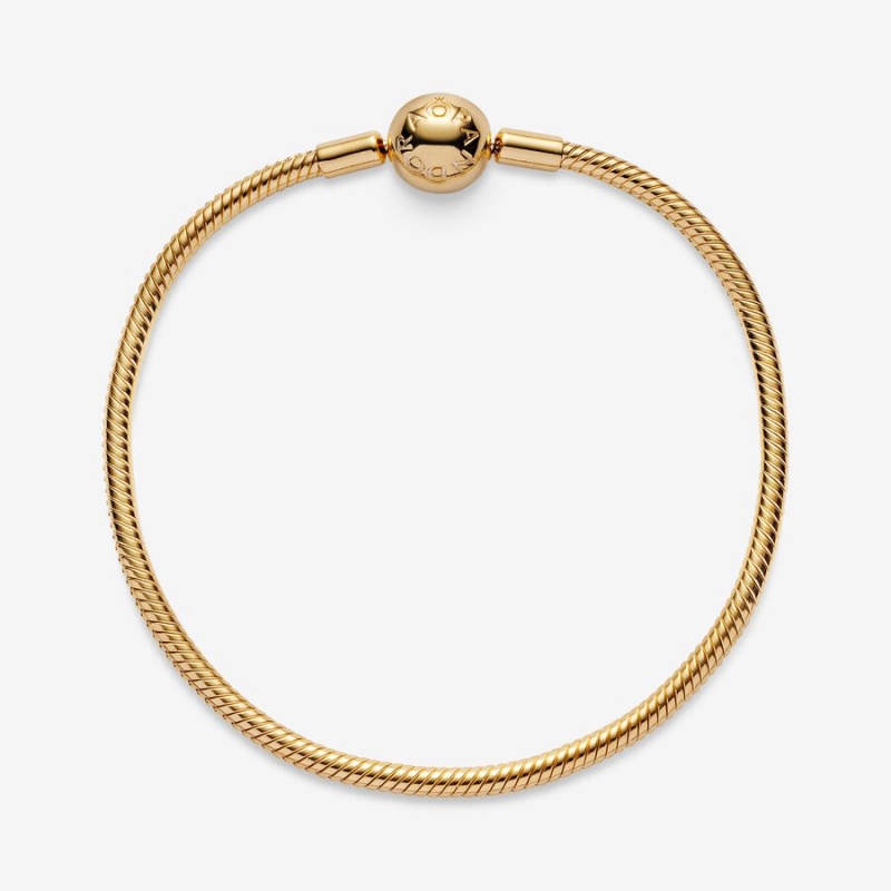 Pandora Moments Snake Chain Bracelet Gold Plated | 390LCGIQU