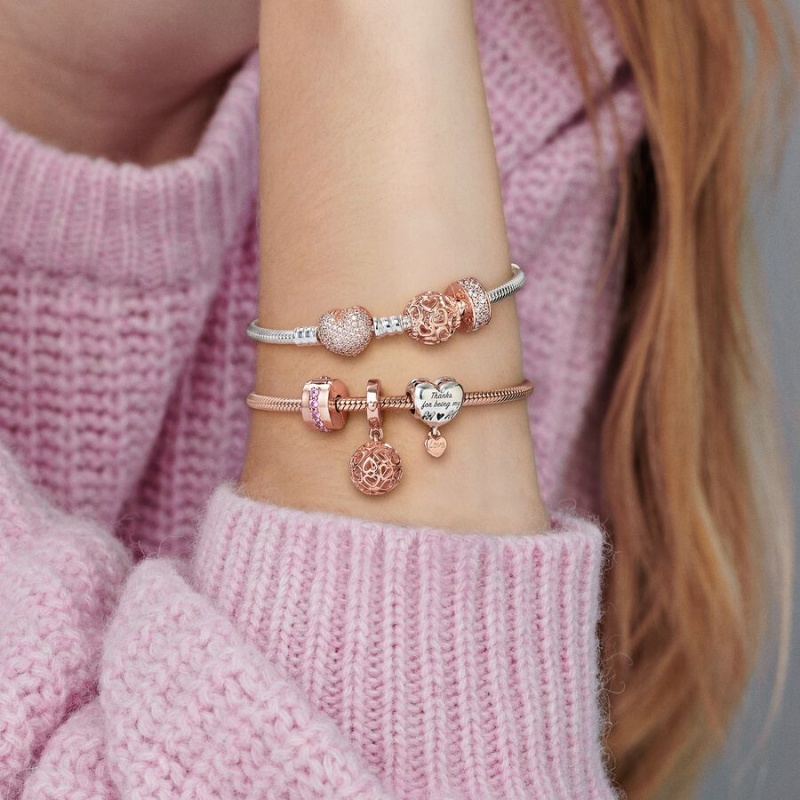 Pandora Moments Snake Chain Bracelet Rose Gold Plated | 703SQWLOM