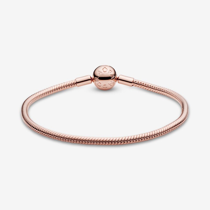 Pandora Moments Snake Chain Bracelet Rose Gold Plated | 703SQWLOM