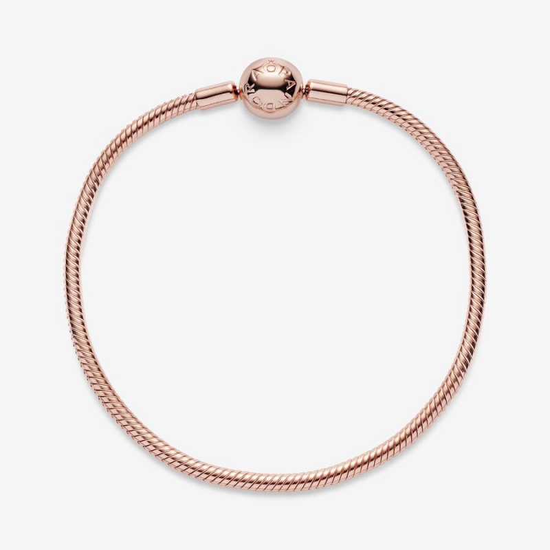 Pandora Moments Snake Chain Bracelet Rose Gold Plated | 703SQWLOM