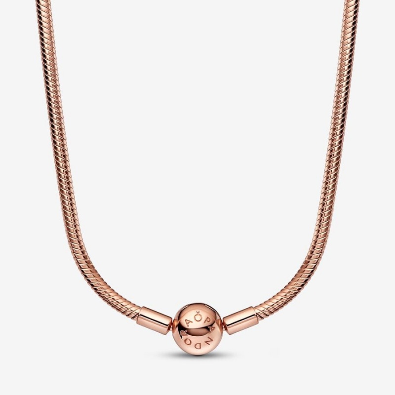 Pandora Moments Snake Chain Necklace Rose Gold Plated | 031GQKCTF