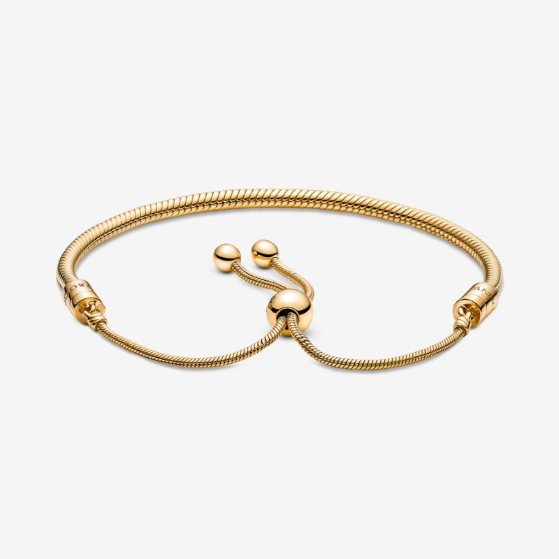 Pandora Moments Snake Chain Slider Bracelet Gold Plated | 184KJNPXB