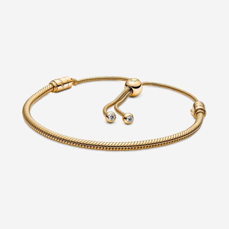 Pandora Moments Snake Chain Slider Bracelet Gold Plated | 184KJNPXB