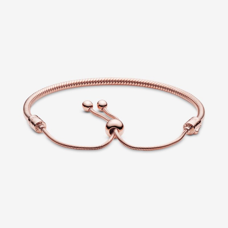 Pandora Moments Snake Chain Slider Bracelet Rose Gold Plated | 014DMEZSI