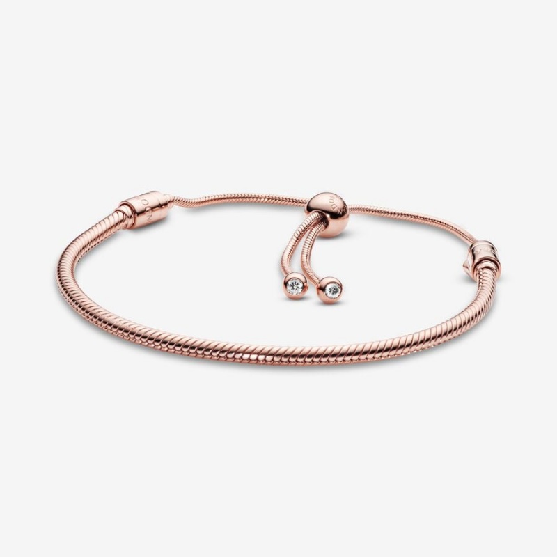 Pandora Moments Snake Chain Slider Bracelet Rose Gold Plated | 014DMEZSI