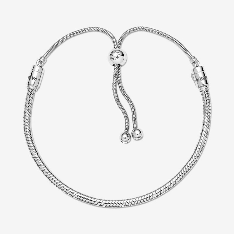 Pandora Moments Snake Chain Slider Bracelet Sterling Silver | 154QOCPFN