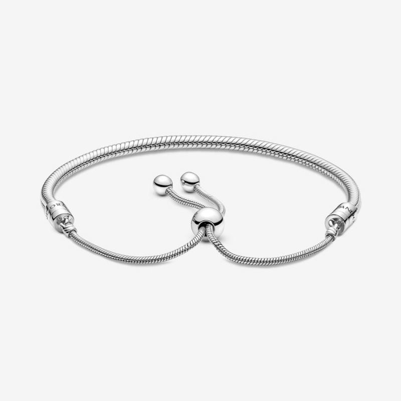 Pandora Moments Snake Chain Slider Bracelet Sterling Silver | 154QOCPFN