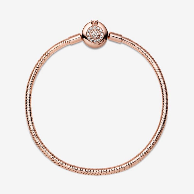 Pandora Moments Sparkling Crown O Snake Chain Bracelet Rose Gold Plated | 750HAQIST