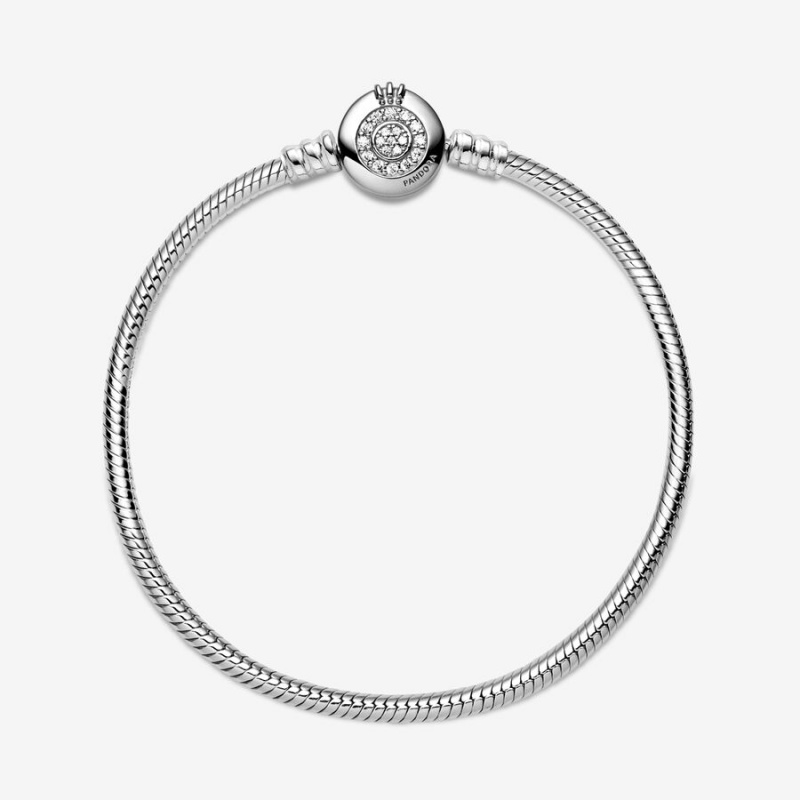 Pandora Moments Sparkling Crown O Snake Chain Bracelet Sterling Silver | 514UQNTKR