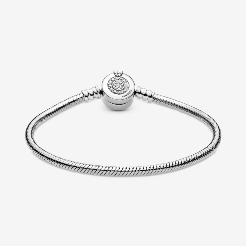 Pandora Moments Sparkling Crown O Snake Chain Bracelet Sterling Silver | 514UQNTKR