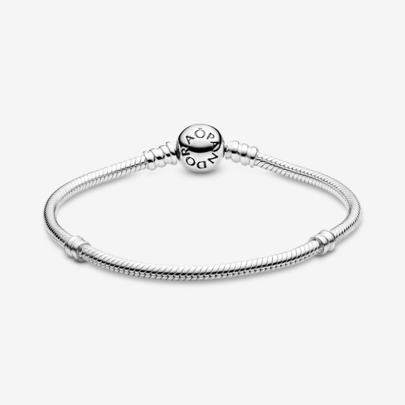 Pandora Moments Sparkling Heart Clasp Snake Chain Bracelet Sterling Silver | 402LAPBOQ