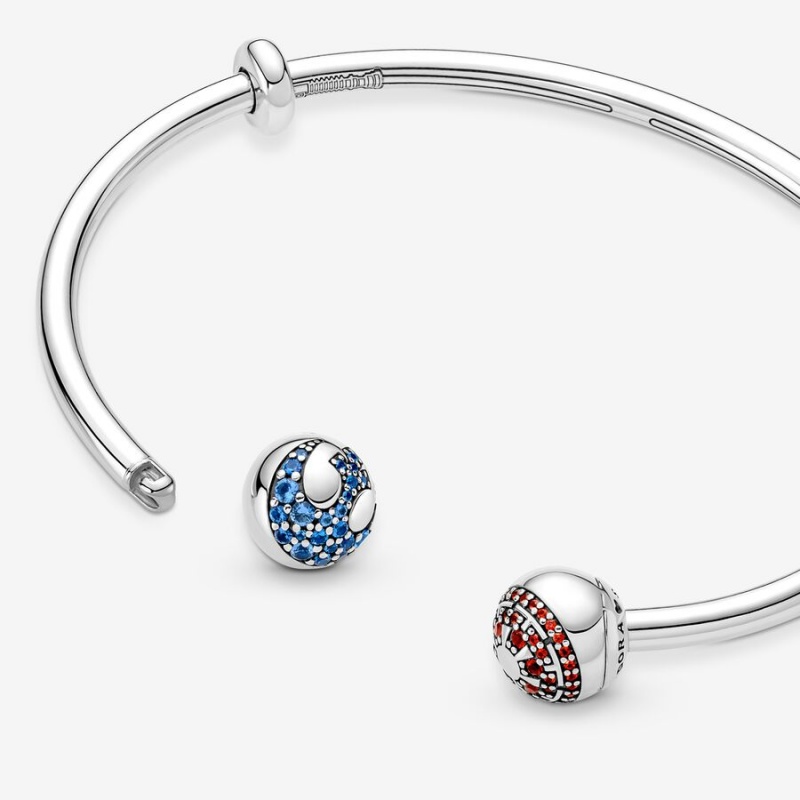 Pandora Moments Star Wars™ Light & Dark Side Logo Open Bangle Sterling Silver | 963ZJUGHW