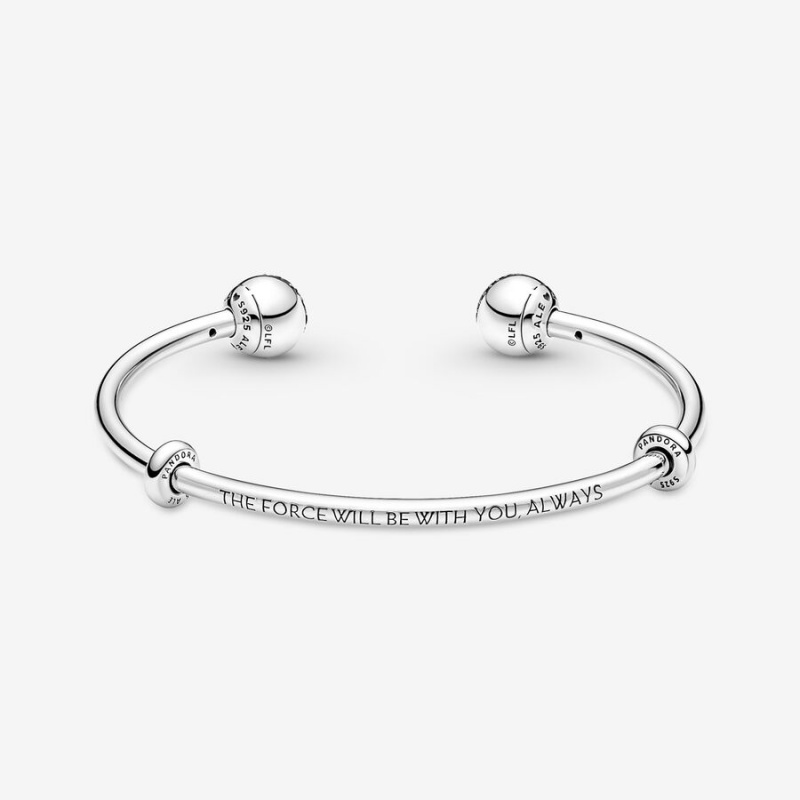 Pandora Moments Star Wars™ Light & Dark Side Logo Open Bangle Sterling Silver | 963ZJUGHW