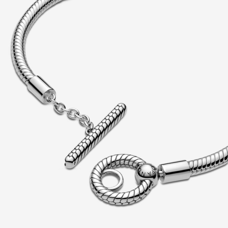 Pandora Moments T-Bar Snake Chain Bracelet Sterling Silver | 579KCXEJY