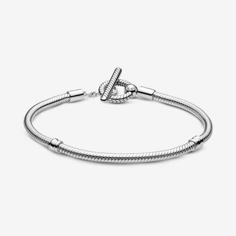 Pandora Moments T-Bar Snake Chain Bracelet Sterling Silver | 579KCXEJY