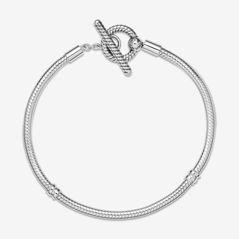 Pandora Moments T-Bar Snake Chain Bracelet Sterling Silver | 579KCXEJY