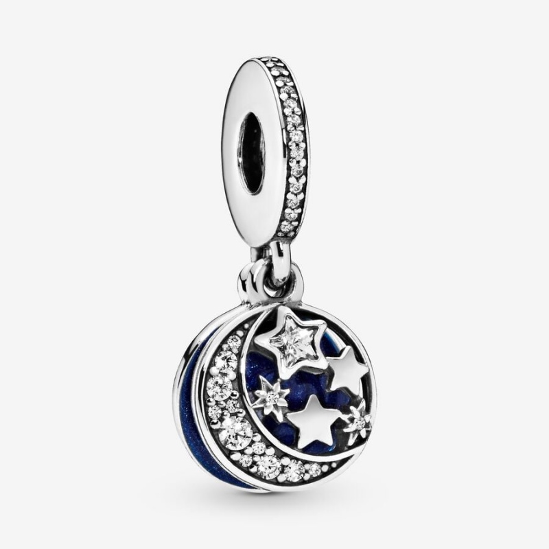 Pandora Moon & Blue Sky Dangle Charm Sterling Silver | 203HMABEW