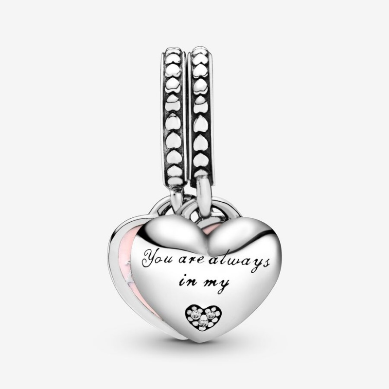 Pandora Mother & Daughter Hearts Dangle Charm Sterling Silver | 863LZRWPJ