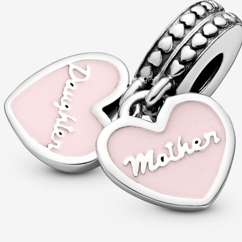 Pandora Mother & Daughter Hearts Dangle Charm Sterling Silver | 863LZRWPJ