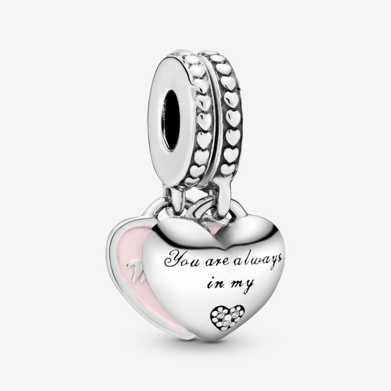 Pandora Mother & Daughter Hearts Dangle Charm Sterling Silver | 863LZRWPJ