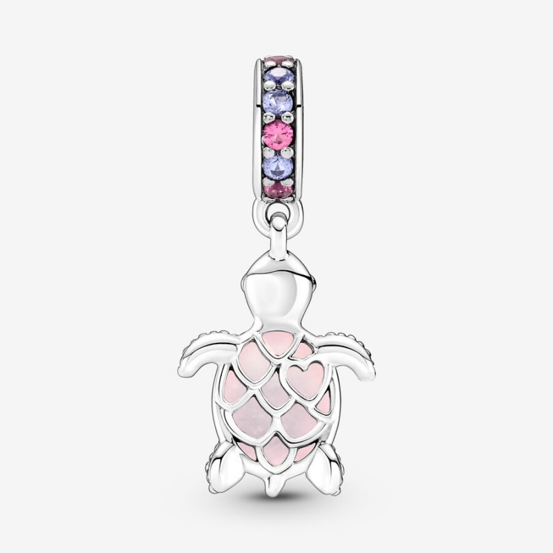 Pandora Murano Glass Pink Sea Turtle Dangle Charm Sterling Silver | 642XTMOFN