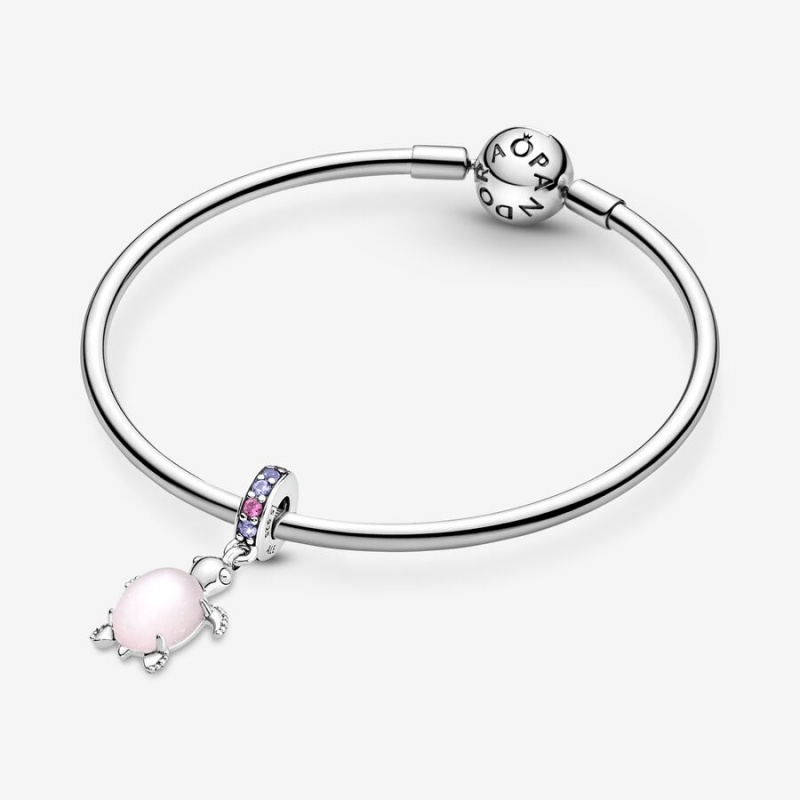 Pandora Murano Glass Pink Sea Turtle Dangle Charm Sterling Silver | 642XTMOFN