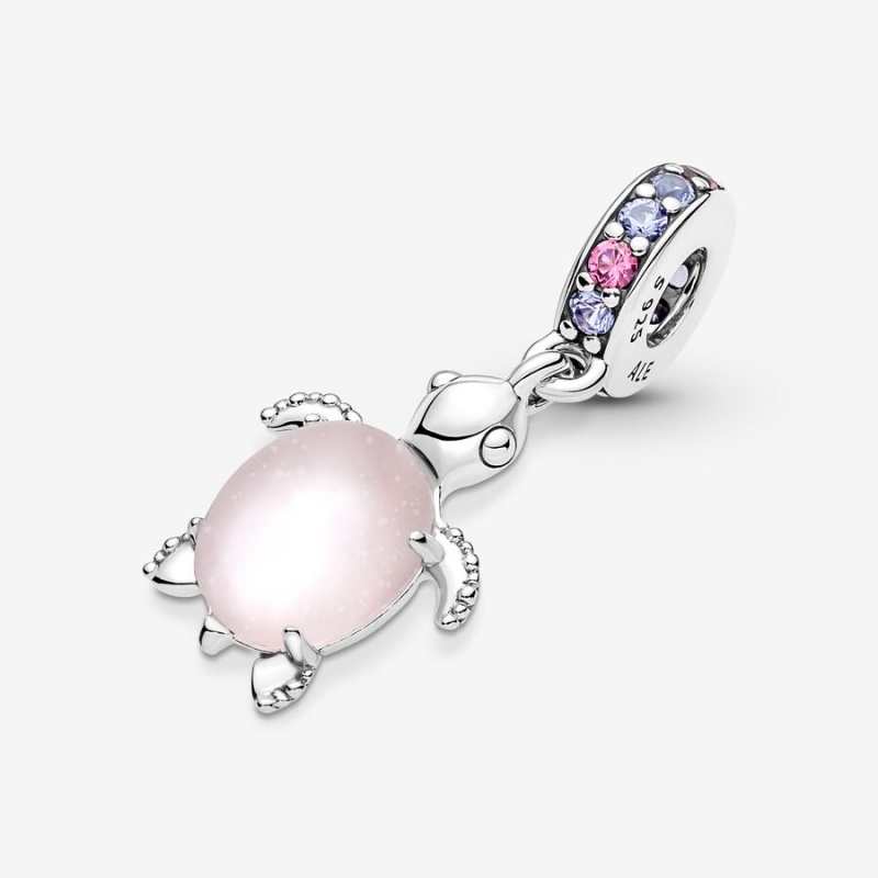 Pandora Murano Glass Pink Sea Turtle Dangle Charm Sterling Silver | 642XTMOFN