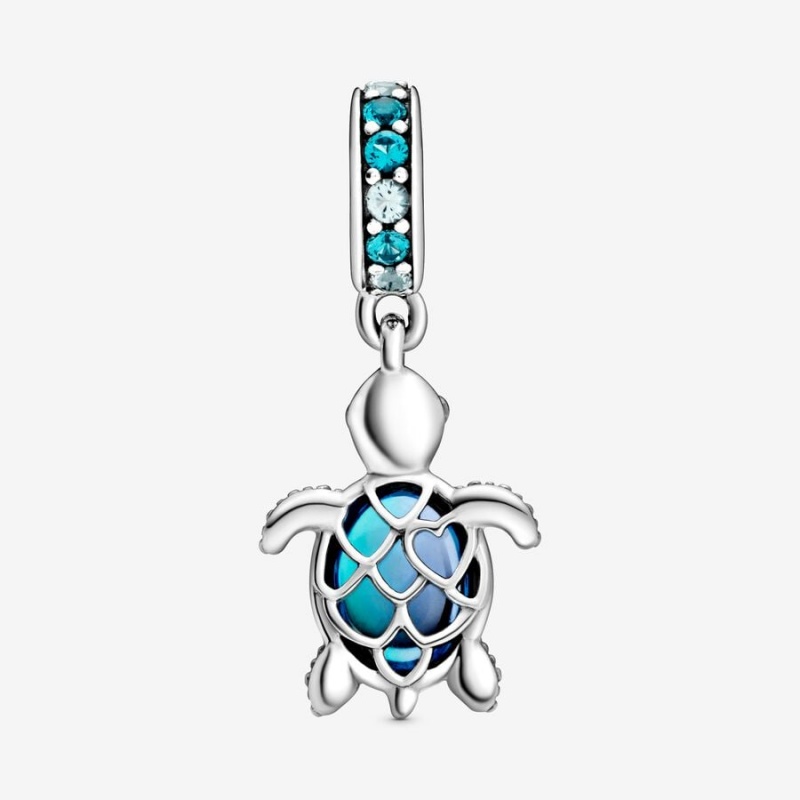 Pandora Murano Glass Sea Turtle Dangle Charm Sterling Silver | 917IDOQFT