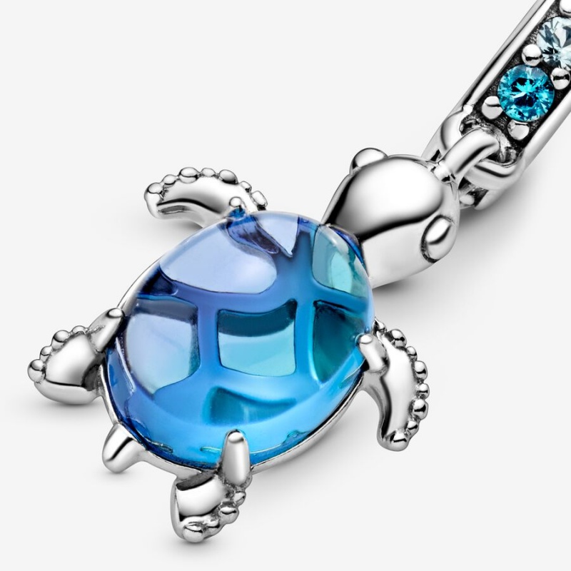 Pandora Murano Glass Sea Turtle Dangle Charm Sterling Silver | 917IDOQFT