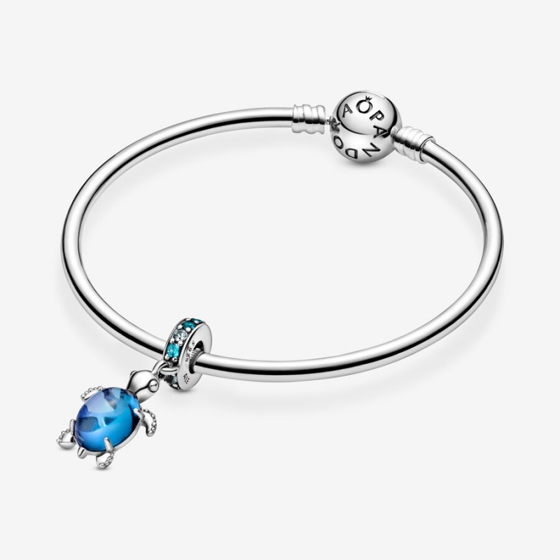 Pandora Murano Glass Sea Turtle Dangle Charm Sterling Silver | 917IDOQFT