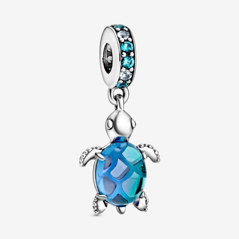 Pandora Murano Glass Sea Turtle Dangle Charm Sterling Silver | 917IDOQFT