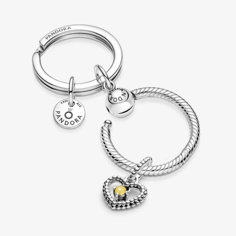 Pandora November Birthday Key Ring Charm Holder Set | 308IEQNUH